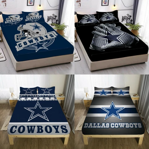 Dallas Cowboys Fitted Sheet Mattress Cover Deep Pocket Bed Sheet Pillowcases 3PC Cover