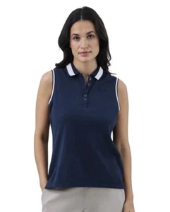 CHAPS Womens Sleeveless Size Large Polo Shirt Navy & White New - Picture 1 of 8