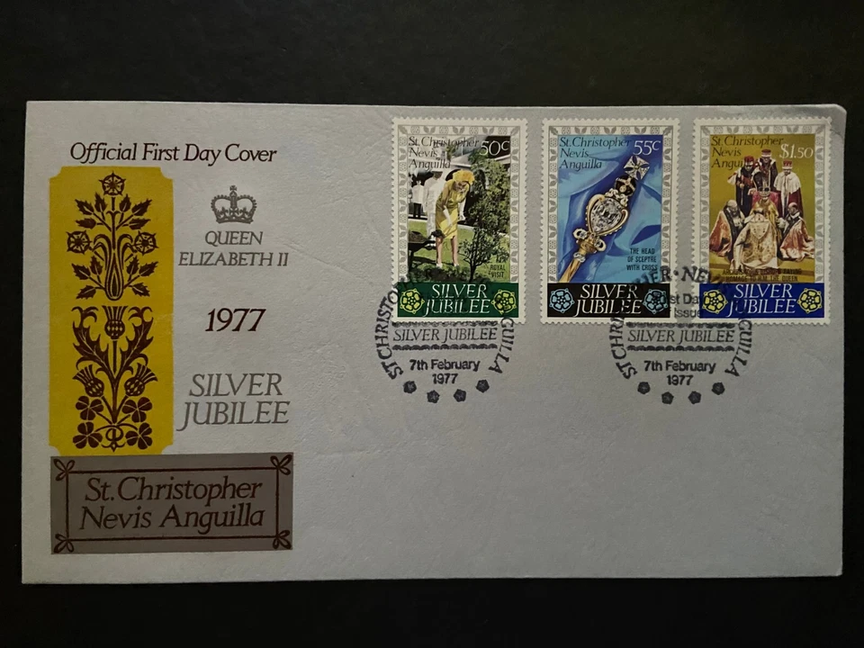 St Kitts-Nevis 1977 Silver Jubilee SG367-9 FDC - Image 1 of 1