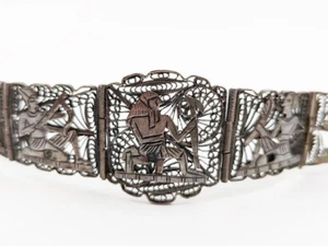 Bracciale vintage revival egiziano in argento, anni 60, gioielli vintage - Foto 1 di 5