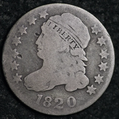 1820 LG O Capped Bust Silver Dime CHOICE VG FREE SHIPPING E220 AMC Cover