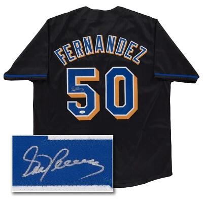 Camiseta de béisbol negra personalizada firmada por Sid Fernández (JSA COA) de los Mets de Nueva York Foto 1 de 4