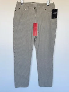 *NUEVO* PURE COLLECTION Pantalón Jean Recortado Gris/Crudo Rayas Talla UK14 - Imagen 1 de 3