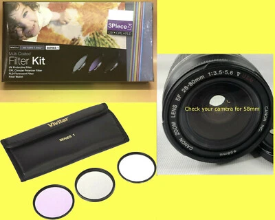 FILTER KIT 58mm CPL+FLD+UV Set Fit58 SIGMA 70-300 28-70,ZUIKO 14-42 14-45 40-150 - Image 1 of 4