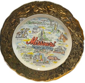VTG MCM Sabin 22K Crest-O-Gold State Plate Missouri Tourist Keepsake Souvenir - Picture 1 of 7