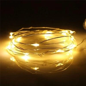 20 Warm White LED Fairy String Lights, Wire (6ft, Battery Operated) - Picture 1 of 6