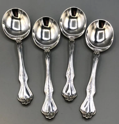 George & Martha by Westmoreland Sterling Silver set of 4 Cream Soup Spoons 6" - Image 1 of 3