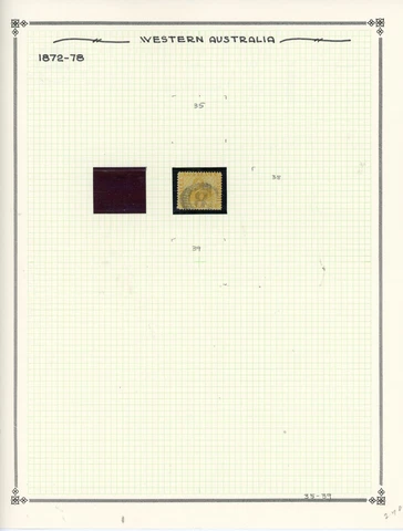 WESTERN AUSTRALIA--Lot of 29 Different Stamps Mounted on Pages Cover