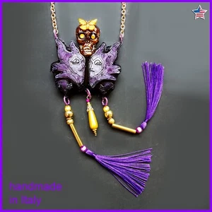 Luxury Jewelry Art Deco Nouveau Skull Necklace Butterfly Pendant Luna Lunar Moth - Picture 1 of 24