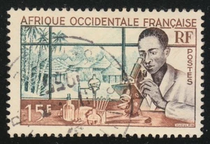 French West Africa 1953 Sc 59 VFU Medical Laboratory. Microscope. Single issue - Picture 1 of 2