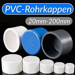 20mm-200mm PVC Rohr Endkappe Deckel Endstecker Stopfen Fitting Weiß Grau Blau - Bild 1 von 7