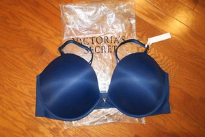 44DDD ❤️ BRA VICTORIA'S SECRET ❤️ PUSH UP  PADS BLUE LOVE CLOUD COMFY SATIN 3D - Picture 1 of 7