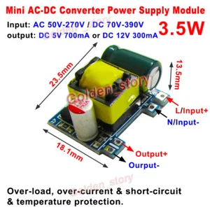 Mini AC-DC 110V 120V 220V 230V to 5V 12V Converter Board Module Power Supply - Picture 1 of 14