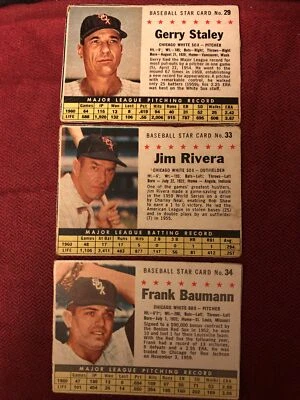 1961 Post Baseball #29 Staley, #33 Rivera, #34 Baumann, Chicago White Sox (all 3 - Image 1 of 2
