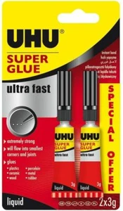 UHU Super Glue Ultra Fast Water Resistant Extreme Strength 3G - Twin Pack - Picture 1 of 2