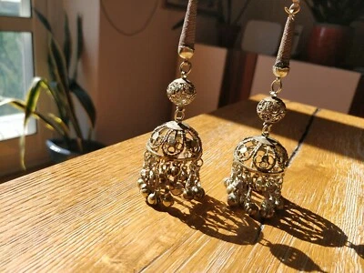 CAMPANELLE CON CATENA PER DANZA INDIANA ACCONCIATURA ACCESSORI ARGENTO - Immagine 1 di 4