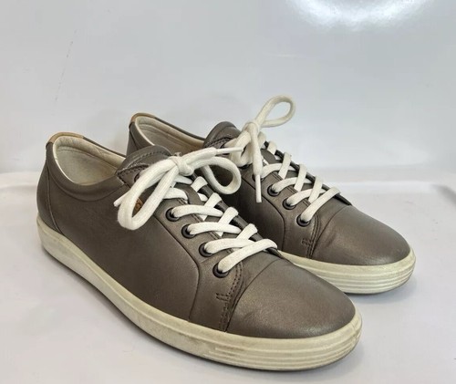 Sneakers ECCO in pelle metallizzata peltro taglia 10 EU 41 scarpe casual stringate basse