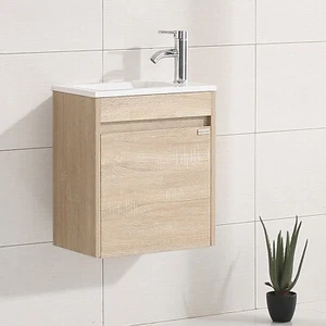 16" Bathroom Vanity Wall Mounted Cabinet w/Sink Faucet Combo for Small Room - Picture 1 of 12