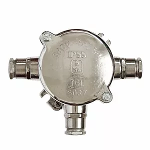 Historische Abzweigdose Aluminium rund AP Verteiler poliert Installationsdose - Bild 1 von 8