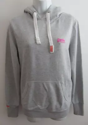 Superdry Womens Hoodie Size 12 (l) Light Grey Hooded Sweatshirt Jumper Top • 12.19€
