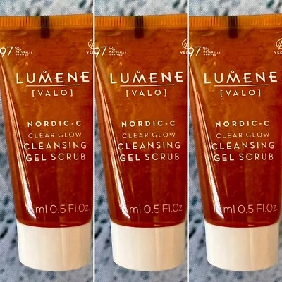3 exfoliantes en gel limpiador Lumene Valo Nordic C Clear Glow 0,5 oz - tamaño de viaje Foto 1 de 3