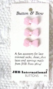 Vtg Plastic Novelty Sewing Buttons  3 Pink Bows  Size 3/4" JHB International New - Picture 1 of 2