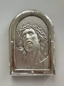 Jesus Christ Leader Argenti 925 Silver Cherry Wood Plaque Icon Luigi Pesaresi - Bild 1 von 10