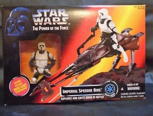 STAR WARS POTF IMPERIAL SPEEDER BIKE EXCLUSIVE BIKER SCOUT EXPLODES VINTAGE MISB - Picture 1 of 2