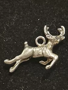 CIONDOLO PENDENTE ARGENTO STERLING 3D SALTO CERVO/RENNA - Foto 1 di 9