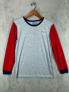 Eddie Bauer Boys Large Teen 14 T Shirt Long Sleeve Gray Raglan Red Crew - Picture 1 of 11