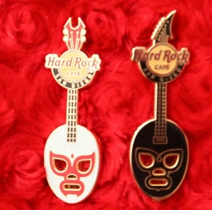 2 PINS Hard Rock Cafe San Diego LUCHADOR MASCHERA CHITARRA cappello wrestling messicano bavero - Foto 1 di 2