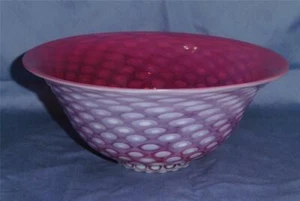 Fenton Art Glass Bowl Cranberry Opalescent Polka Dot 8" EUC ca 1955 - Picture 1 of 6