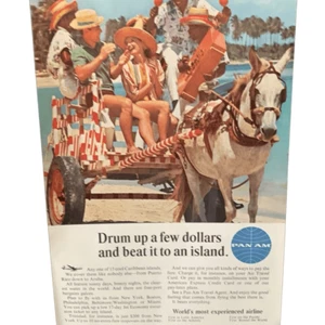 Vintage 1965 Pan Am Drum Up a Few Dollars Ad Advertisement - Picture 1 of 4