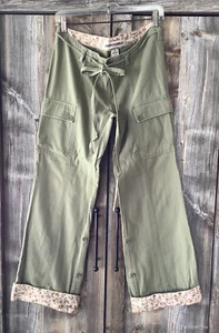 Pantalones cargo vintage para mujer ABERCROMBIE tiro bajo pierna ancha botón puños florales S M - Imagen 1 de 24
