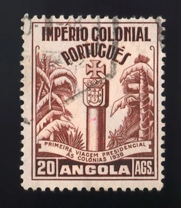 Angola 1938 #294 20 AGS Brown IMPERIO COLONIAL Light Cancel MLH NG Used HV #41 - Picture 1 of 2