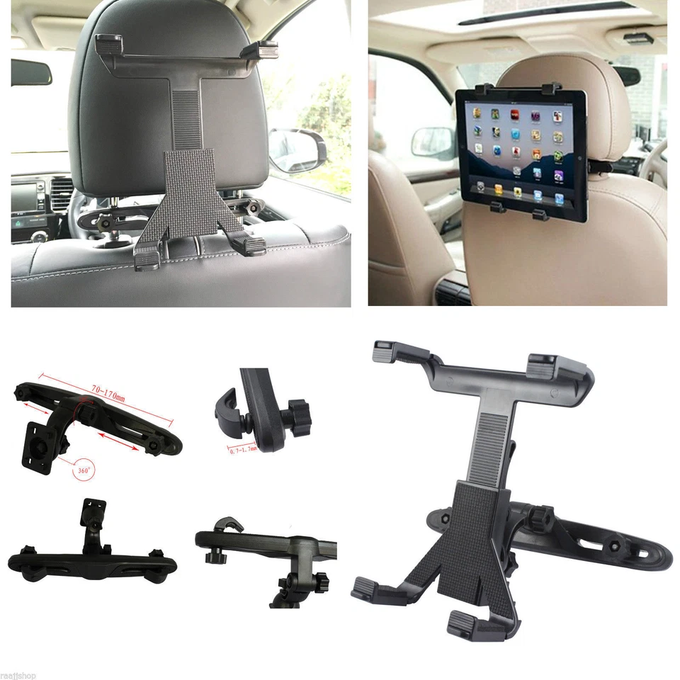 360 rotating Back Seat Headrest Holder For All Tablets Universal Fits  6" to 11" - Image 1 of 4
