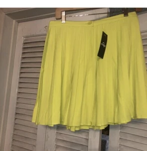 American Apparel Limette Krepp voller Faltenrock seitlicher Reißverschluss neu mit Etikett Gr. Large - Bild 1 von 5