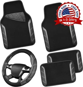 Funda Para Volante De Coche De Fibra De Carbono Y Cuero En Forma Elegante NUEVO. - Picture 1 of 8