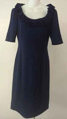 Vestido vaquero Maggy London para mujer talla 6 púrpura con flecos escote tejido elástico  Foto 1 de 4