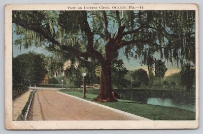 Postal de Orlando Florida, vista sobre el círculo de Lucerna, vista nocturna de 1922 Foto 1 de 2