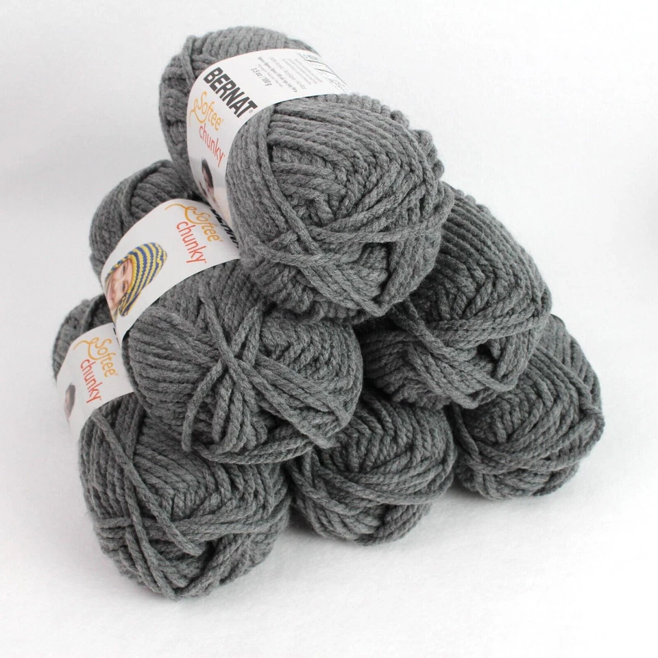 Bernat Softee Chunky Yarn 3.5 Oz Gauge 6 Super Bulky True Grey