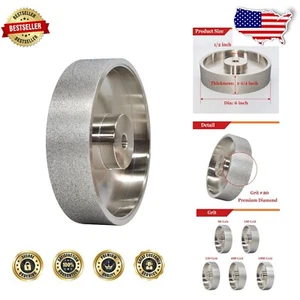 6" CBN Diamond Grinding Wheel - Super Fine Grit 80 for High-Speed Steel Tools - Picture 1 of 9