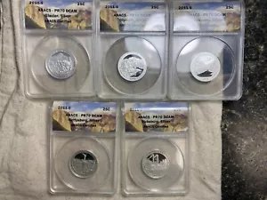 2011 S National Parks Quarters Silver 5 pc. Set ANACS PR 70 DCAM Spot Free - Picture 1 of 12