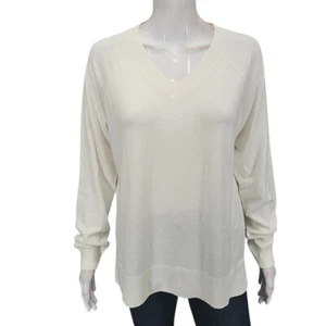 Lucky Brand Womens V-Neck Sweater Small Size Off White Long Sleeves Pullover - Picture 1 of 12