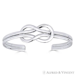 Love Knot Square Herkules Matrose Charm Open Cuff Armreif in .925 Sterling Silber - Bild 1 von 1