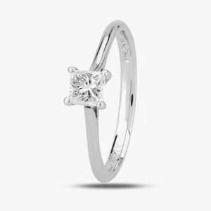 Anello Solitario Diamante Diamante Taglio Principessa Platino 1888 0,40ct RI-2022 - Foto 1 di 3