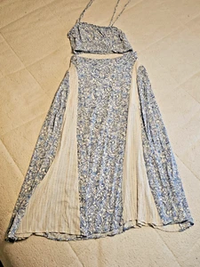 ILLA ILLA 2 pz. Set Halter e Maxi Gonna Taglia Large Blu Floreale - Foto 1 di 13