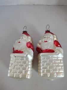 Weihnachtsmann im Kamin Glas West Germany 2er Set Vintage  - Bild 1 von 4