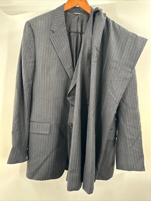 Traje Prada $2995 2 Piezas - Hombres Azul Carbón Rayas Lana Modelo Diseñador 52R Q7 Foto 1 de 4