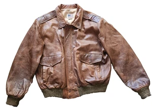 Vintage Colt Executive 90's Leather Jacket Coat Men's L Full Zip Military Bomber - Picture 1 of 16